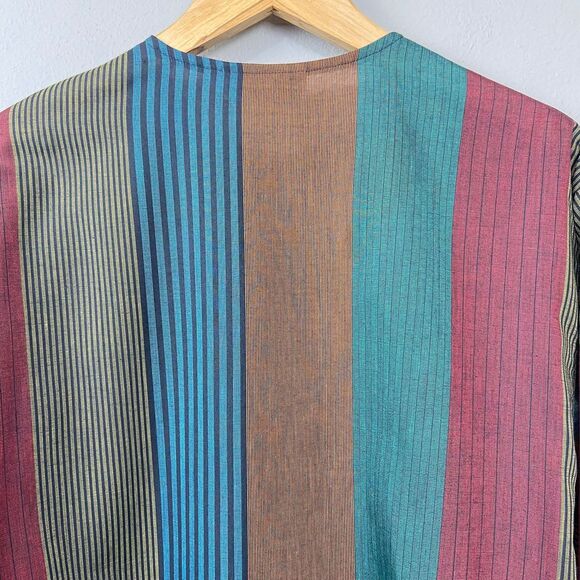 Vintage 80s Ted Sollod Blouse Size 14‎ Button Up Stripe Artsy Indie Modest Top - Picture 13 of 14